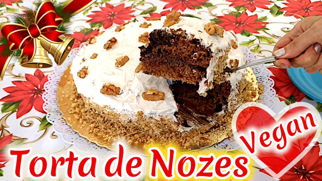 Capa Torta de Nozes Vegana com Cobertura de Chocolate Chantilly Vegano e Recheio de Leite Condensado de Coco KatiaVegana