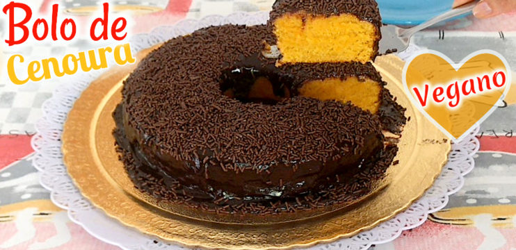 BOLO DE CENOURA VEGANO DELICIOSO – Com Calda de CHOCOLATE – Fofinho Fácil Rápido